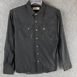 Caviar Dremes Long Sleeve Button Up Shirt Medium Men's Black Cotton Blend M